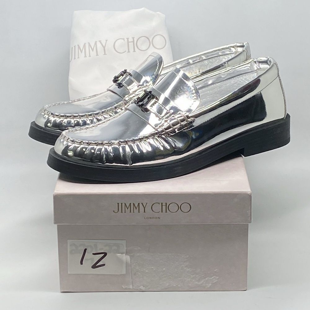 Jimmy Choo Addie JC Logo Metallic Loafer size 38 - Picture 11 of 13